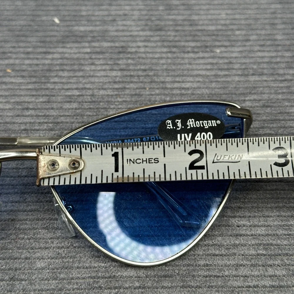 AJ Morgan Silver Cat Eye Sunglasses Blue Tint Lens UV 400 Retro 88472